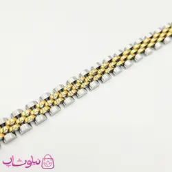 دستبند مردانه زنانه استیل طرح رولکس دو رنگ کد 2699