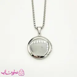 گردنبند لاکت عکس مردانه استیل نقره ای دایره شکل کد 100