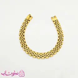 دستبند مردانه زنانه استیل طرح رولکس طلایی کد 2699