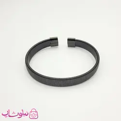 دستبند مردانه مشکی استیل فنری کد 1391