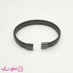 دستبند مردانه مشکی استیل فنری کد 1391