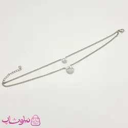 پابند زنانه زنجیری دولاین نقره ای با آویز دایره کد 120