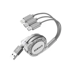 مشخصات، قیمت و خرید کابل تبدیل قرقره ای USBبهMicroUSB USB-C لایتنینگ مدل 3in1 - کیان سما