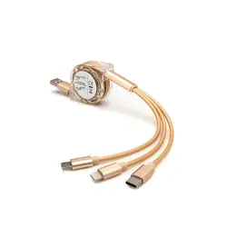 مشخصات، قیمت و خرید کابل تبدیل قرقره ای USBبهMicroUSB USB-C لایتنینگ مدل 3in1 - کیان سما