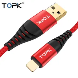 مشخصات، قیمت و خرید کابل تبدیل USB به لایتنینگ TOPK طول 1 متر - کیان سما