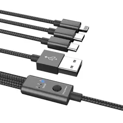 مشخصات، قیمت و خرید کابل شارژ تایمردار USB به microUSB - لایتنینگ - USB-C مدل QC-200 - کیان سما