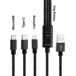 مشخصات، قیمت و خرید کابل شارژ تایمردار USB به microUSB - لایتنینگ - USB-C مدل QC-200 - کیان سما