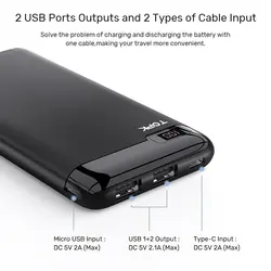 مشخصات، قیمت و خرید پاور بانک Topk مدل 1013 ظرفیت 10000 میلی آمپر ساعت - کیان سما