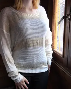 بلوز بافت طرح دار سفید