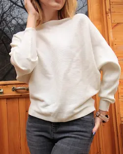 بلوز بافت یقه بسته سفید