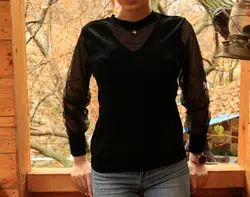 بلوز بافت حریر مشکی نگین دار