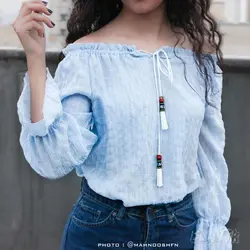شومیز بند دار آبی