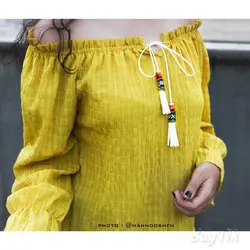 شومیز بند دار خردلی