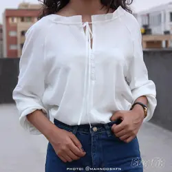 شومیز بندی دکمه دار سفید