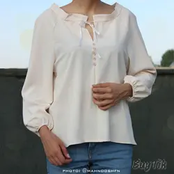 شومیز بندی دکمه دار کرم