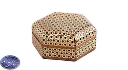 جعبه جاسکه ای خاتم کاری سیمی 6 گوش