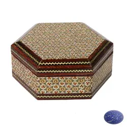 جعبه خاتم کاری 6 گوش خاتم تخمه دار