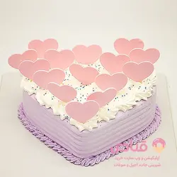 کیک خامه ای قلب رنگ بنفش | اپلیکیشن قنادی