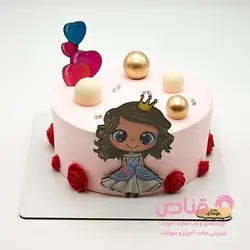 کیک دخترانه صورتی با عکس چاپی | اپلیکیشن قنادی