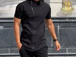 پیراهن کوتاه اندامی مشکی زیپدار 9037