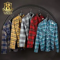 پیراهن چهارخانه پشمی اندامی 9072