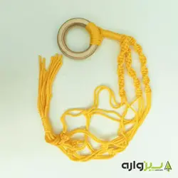 آویز گلدان مکرومه ای زرد