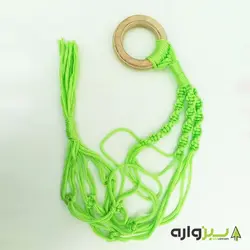 آویز گلدان مکرومه ای سبز
