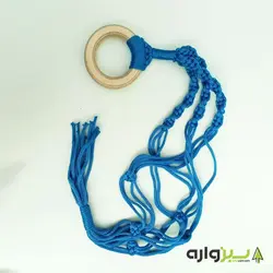 آویز گلدان مکرومه ای آبی