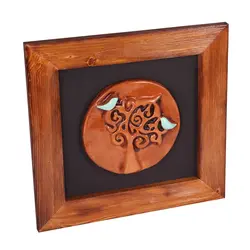 تابلو گلی نقش برجسته بلوط و بلبلان آوازخوان