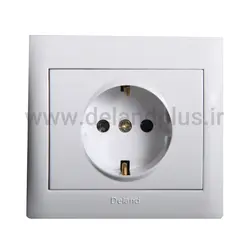 پریز برق ارت دار مدل آریا سفید یک تکه