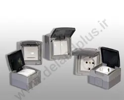 پریز برق ارت دار با پایه سرامیکی مدل بارانی روکار سیلور