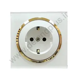 پریز برق ارت دار مدل آوا پلکسی سفید زه طلایی