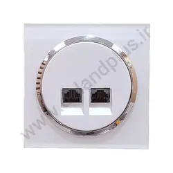 سوکت تلفن دوقلو مدل آوا پلکسی سفید زه نقره ای