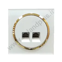 سوکت تلفن دوقلو مدل آوا پلکسی سفید زه طلایی