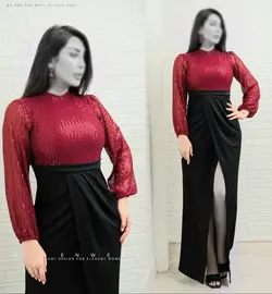 ماکسی بلند مجلسی پولکی مرجانه