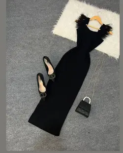 ماکسی بلند مشکی مدل پر