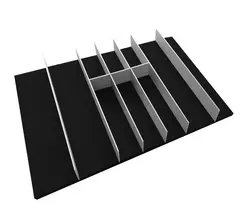 جای قاشق و چنگال مشکی با تقسیم کننده ی آلومینیومی ثابت ریل اسلیم عرض 45 فانتونی کد O151