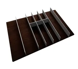 جای قاشق چنگال چوبی تیره باتقسیم کننده آلومینیومی ثابت ریل اسلیم عرض 120 فانتونی کد O174