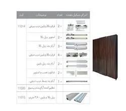 مکانیزم تاپ لاین روکار 3 درب با آرام بند وسط ملونی کد 11014_11020_11015
