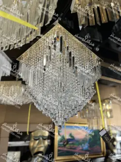 لوستر سقفی کریستالی مربع مدل کارولین سایز 60در60