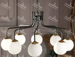 لوستر مولکولی وارونه هشت شعله بدنه مشکی