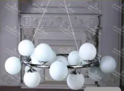 لوستر مولکولی ۲۰ شعله بدنه نقره ای و حباب سفید ( ارسال 5 روز کاری )