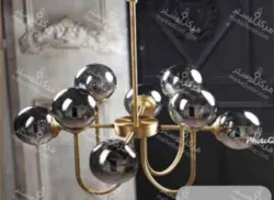 لوستر مولكولی ۸ شعله بدنه طلایی و حباب دودی ( ارسال 5 روز کاری )