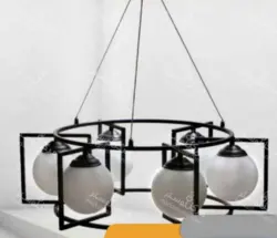 لوستر مولكولی ۶ شعله کد ۶۲۷/۶ بدنه مشکی حباب سفید ( ارسال 5 روز کاری )