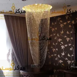لوستر سقفی کریستالی دایره سایز 55 دوبلکس مدل آداس
