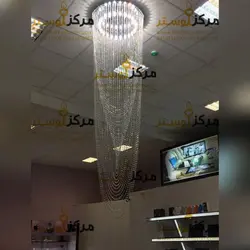لوستر سقفی کریستالی دایره سایز 55 دوبلکس مدل آداس