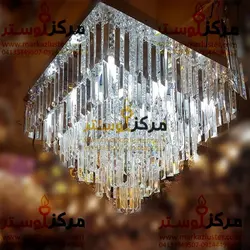 لوستر سقفی کریستالی مربع سایز 20در20 مدل کارمانیا