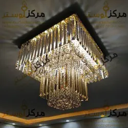 لوستر سقفی کریستالی مربع سایز 30در30 مدل باربد