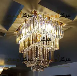 لوستر سقفی کریستالی مربع سایز 20در20 مدل لاوین