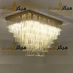 لوستر سقفی کریستالی مستطیل سایز 70 در 90 مدل کارمانیا